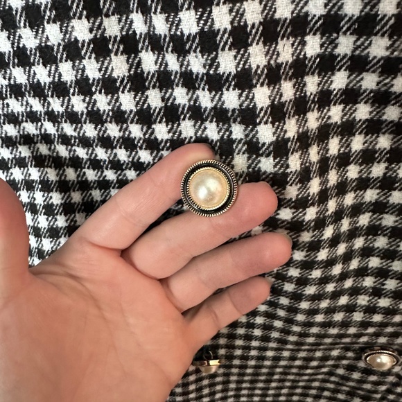 Lapel Neck Gingham Print Double Breasted Blazer - Picture 3 of 3